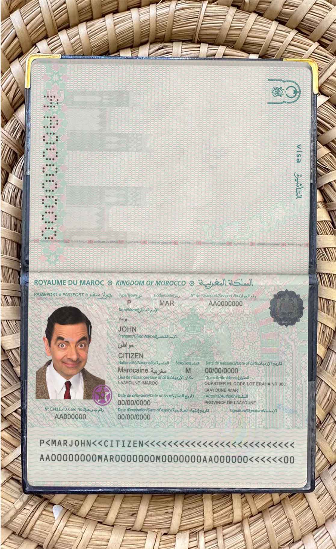 Morocco passport photo look PSD template